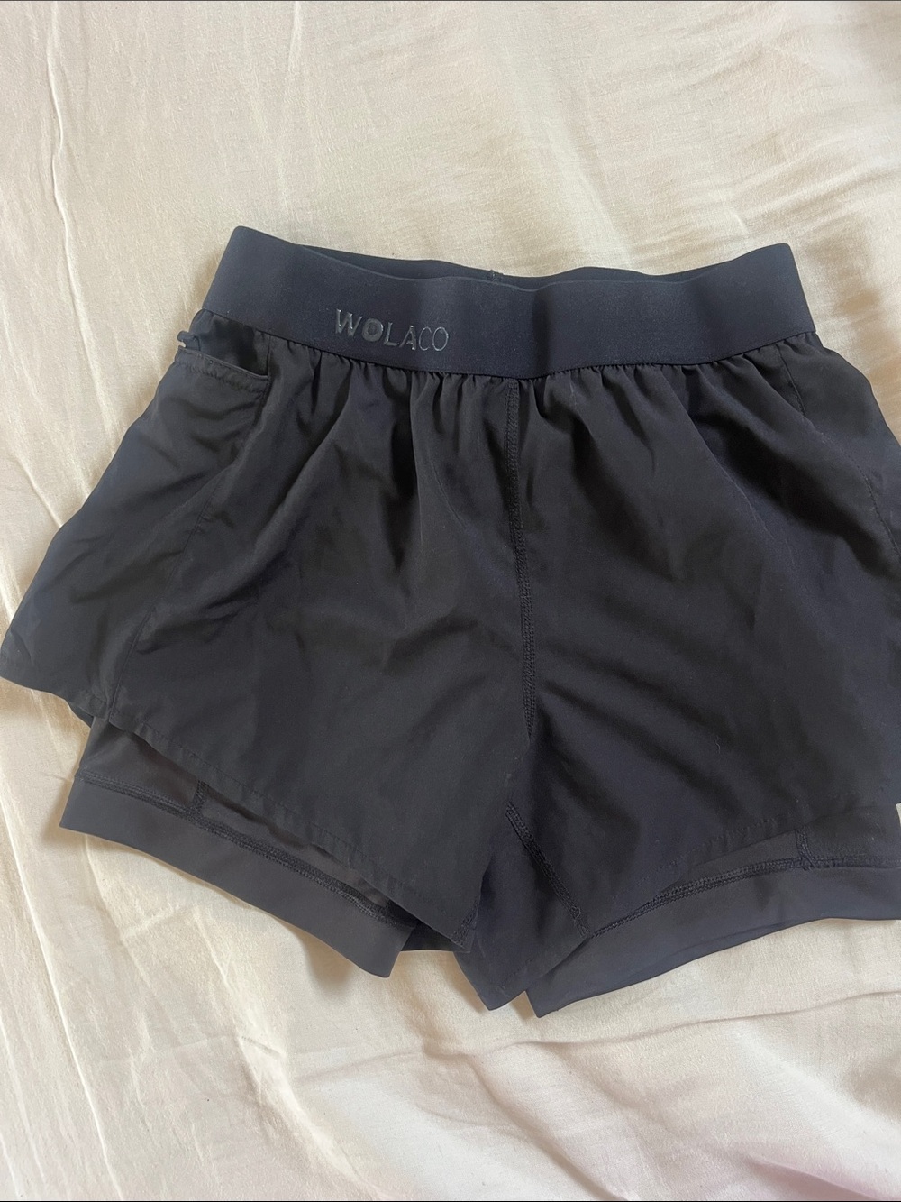 Wolaco Women's Black Athletic Layered Running Shorts